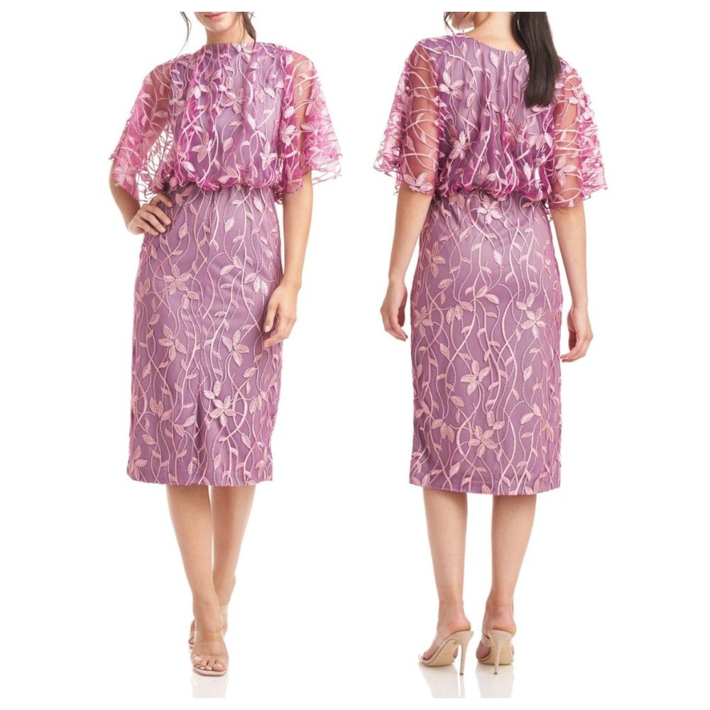 JS Collections Colette Embroidered Floral Blouson Dress